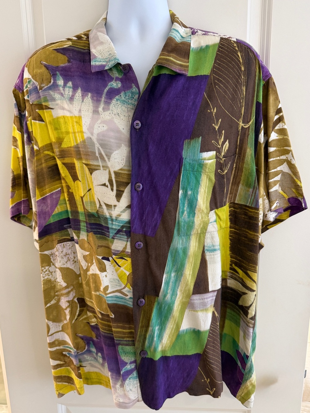 Jams World Men's Hawaiian Aloha Short Sleeve Shirt, XL, “Rainbow Shadow”, Great.